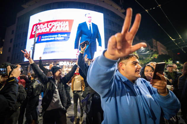 October 25, 2026, Belgrade, Belgrade, Serbia: Serbians are flooding to the streets of Belgrade as polls closed on the night of the Serbian elections on 25 October, 2026 Belgrade Serbia  - ZUMAa256 20261025_zip_a256_017 Copyright: xDanielxAlfoldix