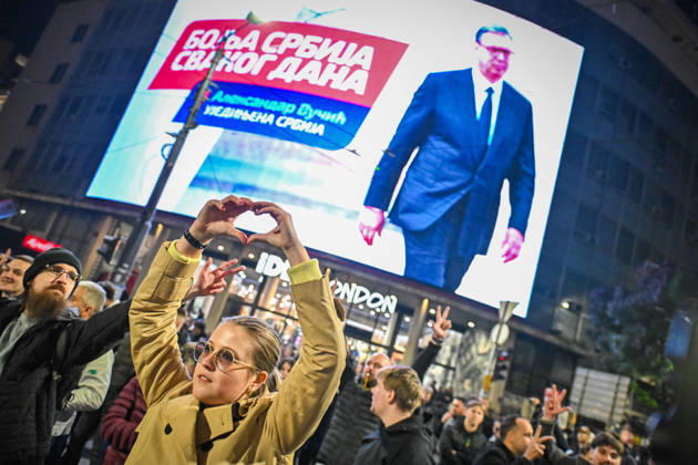 October 25, 2026, Belgrade, Belgrade, Serbia: Serbians are flooding to the streets of Belgrade as polls closed on the night of the Serbian elections on 25 October, 2026 Belgrade Serbia - ZUMAa256 20261025_zip_a256_006 Copyright: xDanielxAlfoldix
