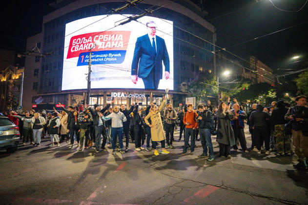 October 25, 2026, Belgrade, Belgrade, Serbia: Serbians are flooding to the streets of Belgrade as polls closed on the night of the Serbian elections on 25 October, 2026 Belgrade Serbia - ZUMAa256 20261025_zip_a256_009 Copyright: xDanielxAlfoldix