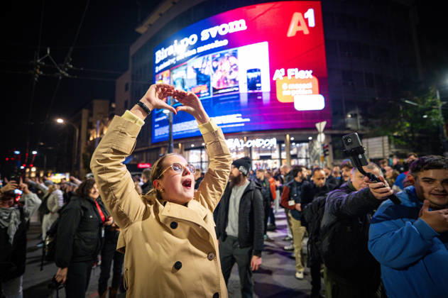 October 25, 2026, Belgrade, Belgrade, Serbia: Serbians are flooding to the streets of Belgrade as polls closed on the night of the Serbian elections on 25 October, 2026 Belgrade Serbia - ZUMAa256 20261025_zip_a256_014 Copyright: xDanielxAlfoldix