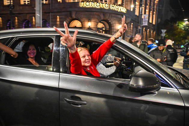 October 25, 2026, Belgrade, Belgrade, Serbia: Serbians are flooding to the streets of Belgrade as polls closed on the night of the Serbian elections on 25 October, 2026 Belgrade Serbia - ZUMAa256 20261025_zip_a256_016 Copyright: xDanielxAlfoldix