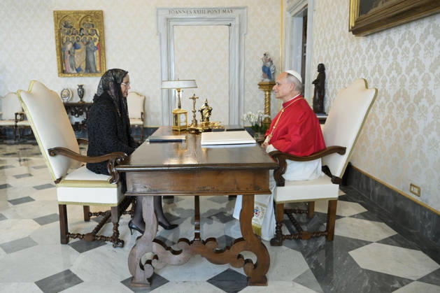 ITALY - POPE - VATICAN-2026 10 26 Italy, Rome, Vatican, 2026 10 26: Pope Leo XIV receives in a private audience Her Excellency Ms. NataÅ¡a Pirc Musar, President of the Republic of Slovenia at the Vatican Photo by VATICAN MEDIA Catholic Press Photo EDITORIAL USE ONLY - NO BOOKS Copyright: xVATICANxMEDIAxx xCatholicxPressxPhotox