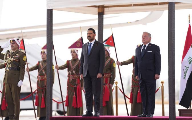 Iraqi Prime Minister Ali Falih al-Zaidi in Jordan AMMAN, JORDAN - OCTOBER 26 : (----EDITORIAL USE ONLY - MANDATORY CREDIT - IRAQI PRIME MINISTER S OFFICE PRESS HANDOUT - NO MARKETING NO ADVERTISING CAMPAIGNS - DISTRIBUTED AS A SERVICE TO CLIENTS----) Iraqi Prime Minister Ali Falih al-Zaidi is welcomed with an official ceremony by King Abdullah II at Marka Military Airport during his official visit to Amman, Jordan, on October 26. Iraqi Prime Minister s Office Press Handout Anadolu Amman Jordan. Editorial use only. Please get in touch for any other usage.  Copyright: x2026xAnadoluxIraqixPrimexMinister sxOfficexPressx xHandoutx