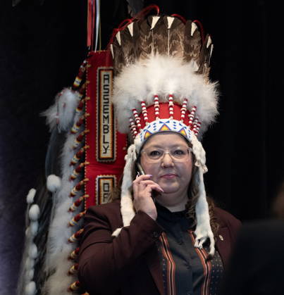 October 26, 2026, Ottawa, On, Canada: National Chief of the Assembly of First Nations Cindy Woodhouse Nepinak speaks on the phone before the First Nations and First Ministers meeting in Ottawa, Monday, Oct. 26, 2026. Ottawa Canada  - ZUMAc35_ 20261026_zaf_c35_015 Copyright: xAdrianxWyldx