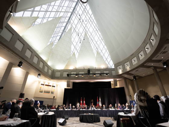 October 26, 2026, Ottawa, On, Canada: Prime Minister Mark Carney and National Chief of the Assembly of First Nations Cindy Woodhouse Nepinak meet with leaders and minsters at the First Nations and First Ministers meeting in Ottawa, Monday, Oct. 26, 2026. Ottawa Canada  - ZUMAc35_ 20261026_zaf_c35_029 Copyright: xAdrianxWyldx