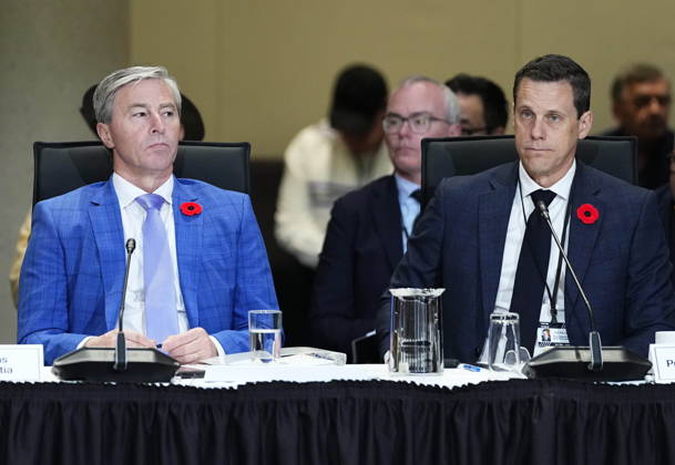 October 26, 2026, Ottawa, On, CAN: Premier of Nova Scotia Tim Houston, left, and Premier of Prince Edward Island Rob Lantz attend a First Nations and First Ministers Meeting in Ottawa, on Monday, Oct. 26, 2026. Ottawa CAN  - ZUMAc35_ 20261026_zaf_c35_036 Copyright: xJustinxTangx