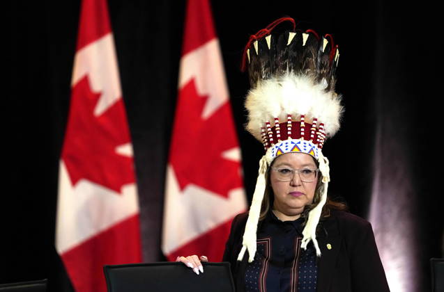 October 26, 2026, Ottawa, On, CAN: National Chief of the Assembly of First Nations Cindy Woodhouse Nepinak prepares for the start of a First Nations and First Ministers Meeting in Ottawa, on Monday, Oct. 26, 2026. Ottawa CAN  - ZUMAc35_ 20261026_zaf_c35_037 Copyright: xJustinxTangx