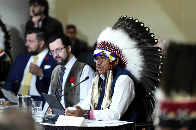 October 26, 2026, Ottawa, On, CAN: Sheldon Sunshine, Chief of Sturgeon Lake Cree Nation, speaks during a First Nations and First Ministers Meeting in Ottawa, on Monday, Oct. 26, 2026. Ottawa CAN  - ZUMAc35_ 20261026_zaf_c35_038 Copyright: xJustinxTangx