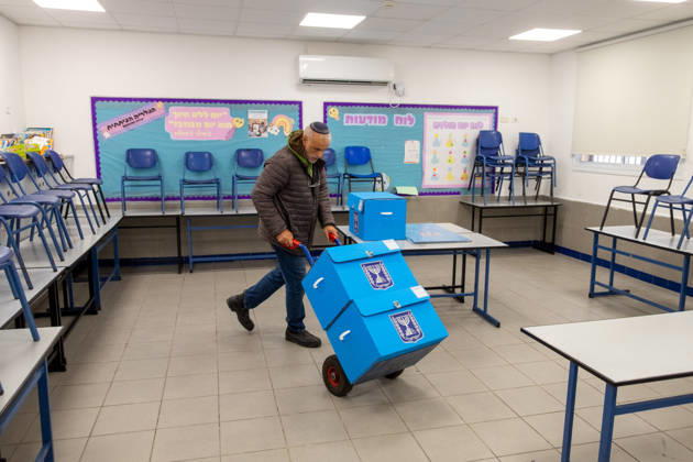 Preparations continue for upcoming Knesset parliamentary elections in Israel TEL AVIV, ISRAEL - OCTOBER 26: Ballot boxes are set up at the A.D. Gordon school in the Herzliya district of Tel Aviv, Israel, on October 26, 2026. Preparations continue for the upcoming Knesset parliamentary elections scheduled for October 27. Voting will take place tomorrow, running from 07:00 to 22:00 local time. Nir Keidar Anadolu Tel Aviv Israel. Editorial use only. Please get in touch for any other usage.  Copyright: x2026xAnadoluxNirxKeidarx