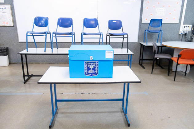 Preparations continue for upcoming Knesset parliamentary elections in Israel TEL AVIV, ISRAEL - OCTOBER 26: Ballot boxes are set up at the A.D. Gordon school in the Herzliya district of Tel Aviv, Israel, on October 26, 2026. Preparations continue for the upcoming Knesset parliamentary elections scheduled for October 27. Voting will take place tomorrow, running from 07:00 to 22:00 local time. Nir Keidar Anadolu Tel Aviv Israel. Editorial use only. Please get in touch for any other usage.  Copyright: x2026xAnadoluxNirxKeidarx