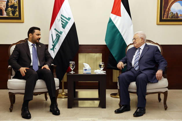 Iraqi Prime Minister Ali al-Zaidi meets Palestinian President Mahmoud Abbas in Amman AMMAN, JORDAN - OCTOBER 26: (----EDITORIAL USE ONLY - MANDATORY CREDIT - PRESIDENCY OF PALESTINE HANDOUT - NO MARKETING NO ADVERTISING CAMPAIGNS - DISTRIBUTED AS A SERVICE TO CLIENTS----) Iraqi Prime Minister Ali al-Zaidi (L) meets with Palestinian President Mahmoud Abbas (R) during an official visit to Amman, Jordan on October 26, 2026. Presidency of Palestine Anadolu Amman Jordan. Editorial use only. Please get in touch for any other usage.  Copyright: x2026xAnadoluxPresidencyxofxPalestinex