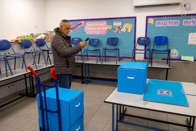 Preparations continue for upcoming Knesset parliamentary elections in Israel TEL AVIV, ISRAEL - OCTOBER 26: Ballot boxes are set up at the A.D. Gordon school in the Herzliya district of Tel Aviv, Israel, on October 26, 2026. Preparations continue for the upcoming Knesset parliamentary elections scheduled for October 27. Voting will take place tomorrow, running from 07:00 to 22:00 local time. Nir Keidar Anadolu Tel Aviv Israel. Editorial use only. Please get in touch for any other usage.  Copyright: x2026xAnadoluxNirxKeidarx