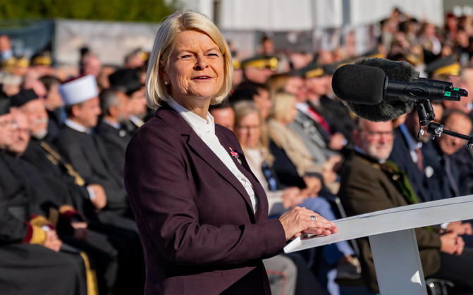 October 26, 2026 Official celebrations for Austria’s National Day 2026 Oath-taking ceremony during the official celebrations for National Day 2026 at Heldenplatz in Vienna, Austria. The photo shows ÖVP Federal Minister of Defense Klaudia Tanner in Vienna at Heldenplatz, Vienna, Austria