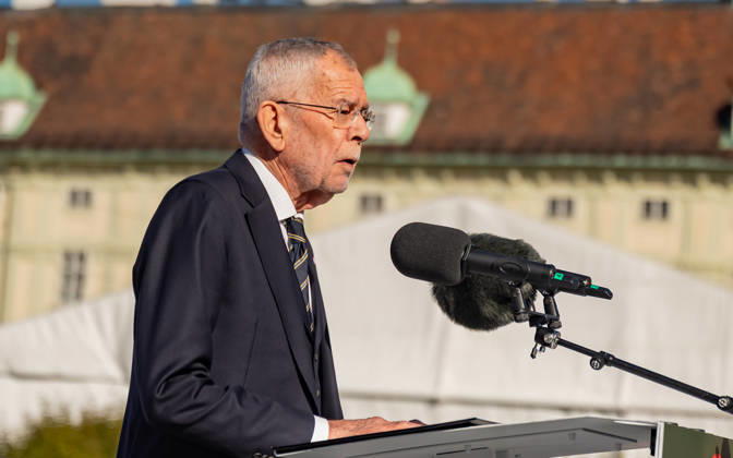 October 26, 2026 Official celebrations for Austria’s National Day 2026 Oath-taking ceremony during the official celebrations for National Day 2026 at Heldenplatz in Vienna, Austria. Image shows Alexander Sascha Van der Bellen, Federal President of the Republic of Austria, in Vienna at Heldenplatz, Vienna, Austria