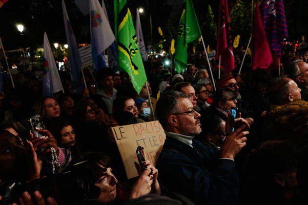 Several thousand people gathered at Stalingrad in Paris to condemn the murder of Pengo Bossio Wangi, aged 26, in Trappes, and, more broadly, the climate of racism prevailing in France, with the alleged perpetrators including certain television channels (such as CNews) and media outlets within the BollorÃ group. The crowd listened to numerous speakers from the traditional left. - 26 10 2026 - France Ile-de-France (region) Paris -  JanxSchmidt-Whitley LexPictorium LePictorium_0344965