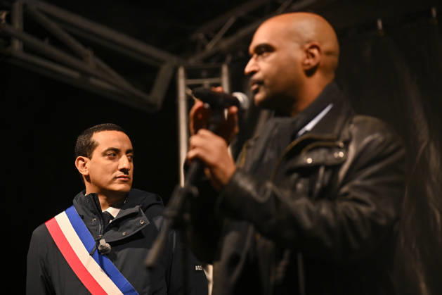 Dominique Sopo, President of SOS Racisme, alongside Trappes Mayor Ali Rabeh, paying tribute to the victims of the racist attack in Trappes on October 23, 2026, in Paris at Place Stalingrad on October 26, 2026. - 26 10 2026 - France Ile-de-France (region) Paris -  JulienxMattiax xLexPictorium LePictorium_0345011