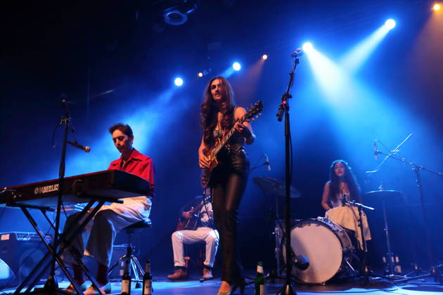 Lewis Durham, Kitty Durham, and Daisy Durham, from left to right, from the band Kitty, Daisy & Lewis at a concert at Huxleys Neue Welt in Berlin on October 26, 2026. Kitty, Daisy & Lewis Concert Berlin
