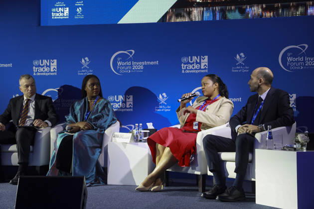 Doha Qatar Investment Forum A speaker participates in a panel discussion during the World Investment Forum 2026 in Doha, Qatar on October 26, 2026. The Forum brought together policymakers, business leaders and investors to discuss investment and economic cooperation. A session on ASEAN-GCC relations explored opportunities to strengthen investment ties between the two regions. Doha Baladiyat ad Dawhah Qatar Copyright: xSidhickxKannurx