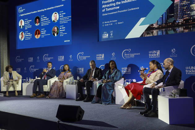 Doha Qatar Investment Forum A speaker participates in a panel discussion during the World Investment Forum 2026 in Doha, Qatar on October 26, 2026. The Forum brought together policymakers, business leaders and investors to discuss investment and economic cooperation. A session on ASEAN-GCC relations explored opportunities to strengthen investment ties between the two regions. Doha Baladiyat ad Dawhah Qatar Copyright: xSidhickxKannurx