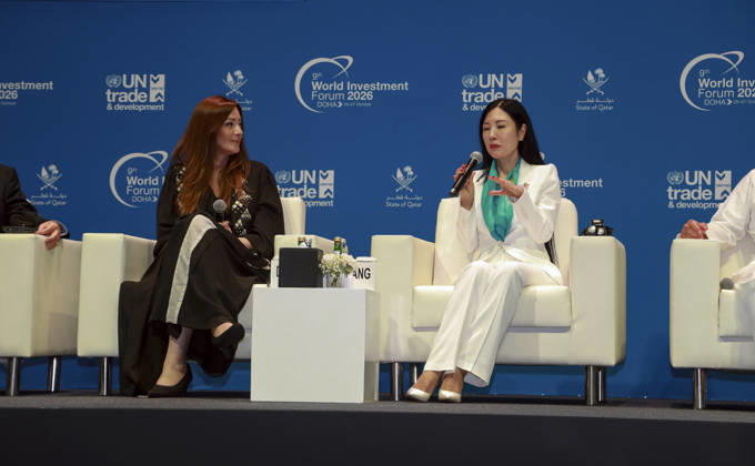 Doha Qatar Investment Forum A speaker participates in a discussion during the World Investment Forum 2026 in Doha, Qatar on October 26, 2026. The Forum brought together policymakers, business leaders and investors to discuss investment and economic cooperation. A session on ASEAN-GCC relations explored opportunities to strengthen investment ties between the two regions. Doha Baladiyat ad Dawhah Qatar Copyright: xSidhickxKannurx