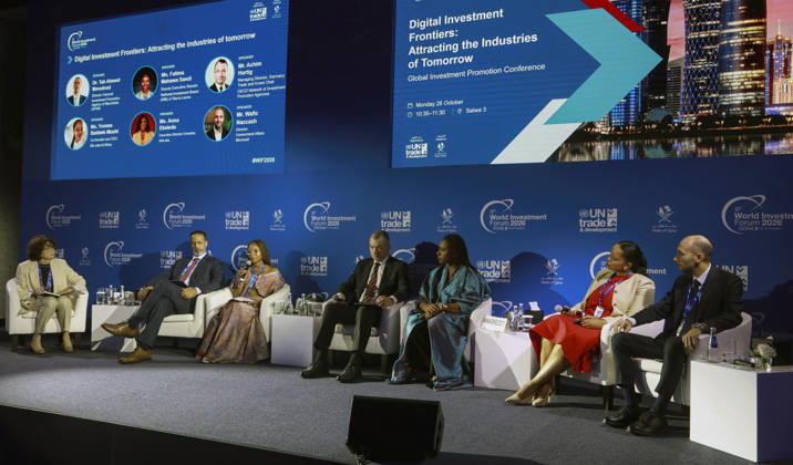 Doha Qatar Investment Forum Panelists participate in a discussion session at the World Investment Forum in Doha, Qatar on October 26, 2026. The Forum brought together policymakers, business leaders and investors to discuss investment and economic cooperation. A session on ASEAN-GCC relations explored opportunities to strengthen investment ties between the two regions. Doha Baladiyat ad Dawhah Qatar Copyright: xSidhickxKannurx