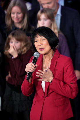 Olivia Chow Re-Elected as Toronto Mayor TORONTO, CANADA - OCTOBER 26: Toronto Mayor Olivia Chow delivers a speech after being re-elected for a second term in Toronto, Ontario, Canada, on October 26, 2026. Mert Alper Dervis Anadolu Ontario Canada. Editorial use only. Please get in touch for any other usage.  Copyright: x2026xAnadoluxMertxAlperxDervisx