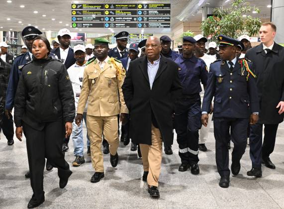 Minister of Foreign Affairs, African Integration, and Guineans Abroad of the Republic of Guinea Morissanda Kouyate arrives in Moscow 9274053 26.10.2026 Center: Minister of Foreign Affairs, African Integration, and Guineans Abroad of the Republic of Guinea Morissanda Kouyate arrives in Moscow for the 3rd Russia-Africa Summit and Forum. Konstantin Mihalchevskiy Sputnik Crediting the source in the following order photographer s name Russia-Africa Summit and Economic and Humanitarian forum host ÑÄhoto agency is mandatory when using the photo Moscow Russia  Copyright: xKonstantinxMihalchevskiyx