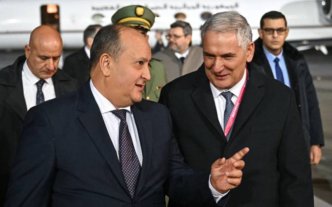 Prime Minister Algeria is Sifi Ghrieb arrives in Moscow 9274090 26.10.2026 Prime Minister Algeria is Sifi Ghrieb arrives in Moscow for the 3rd Russia-Africa Summit and Forum and the summit of the Gas Exporting Countries Forum (GECF). Right: Algerian Ambassador to Russia Toufik Djouama. Sergey Bobylev Sputnik Crediting the source in the following order photographer s name 8th GECF summit host photo agency is mandatory when using the photo Moscow Russia  Copyright: xSergeyxBobylevx