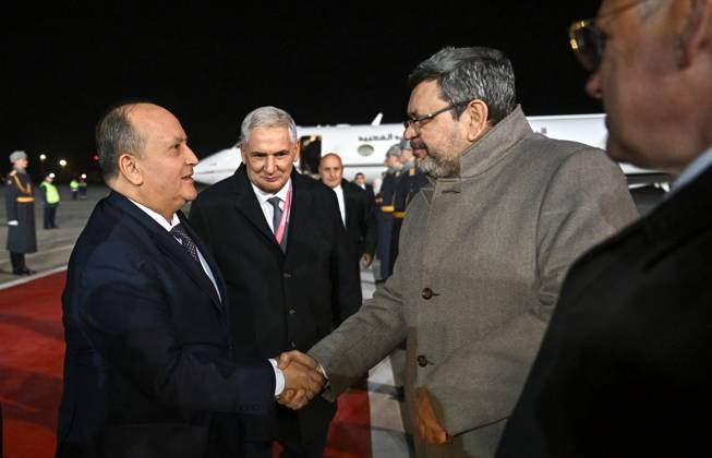Prime Minister of Algeria Sifi Ghrieb arrives in Moscow 9274107 26.10.2026 Prime Minister of Algeria Sifi Ghrieb arrives in Moscow for the 3rd Russia-Africa Summit and Forum and the summit of the Gas Exporting Countries Forum (GECF). Second left: Algerian Ambassador to Russia Toufik Djouama. Sergey Bobylev Sputnik Crediting the source in the following order photographer s name 8th GECF summit host photo agency is mandatory when using the photo Moscow Russia  Copyright: xSergeyxBobylevx