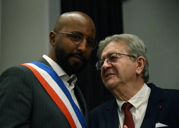 Jean-Luc Melenchon At Rally Against Racism In Tribute To Pengo Bossio Wangi - La Courneuve La Courneuve 2nd Deputy mayor Mohamed Awad, leftist party La France Insoumise (LFI) candidate in France s 2027 presidential election Jean-Luc Melenchon during a rally against racism and islamophobia to Pengo Bossio Wangi, victim of a racist attack in Trappes, in the Yvelines departement near Paris, by bursts whose alleged perpetrator, Kevin T. is suspected of having acted by racism, La Courneuve, France on October 26, 2026. Photo by Alain Apaydin ABACAPRESS.COM La Courneuve France  Copyright: xApaydinxAlain ABACAx