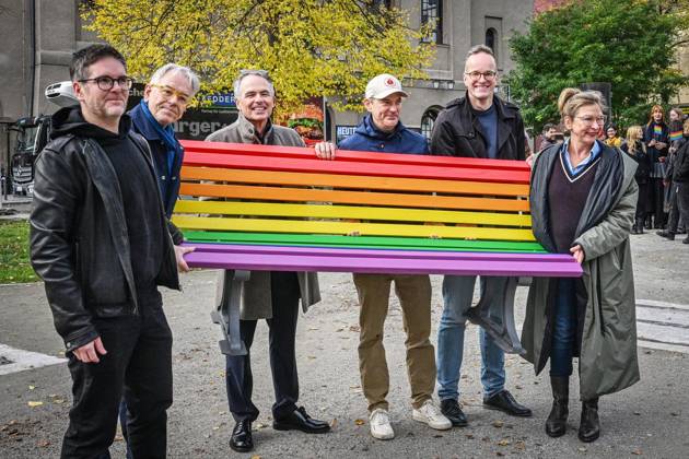Berliner Ensemble Installs Rainbow Bench ** FOR EDITORIAL PURPOSES ONLY ** EDITORIAL USE ONLY ** p At the initiative of the Berliner Ensemble, several Berlin cultural institutions—including, am Copyright: MaurizioxGambarini doc887no8020qxhhwvlbb3 ,EDITORIAL USE ONLY Copyright: MaurizioxGambarini