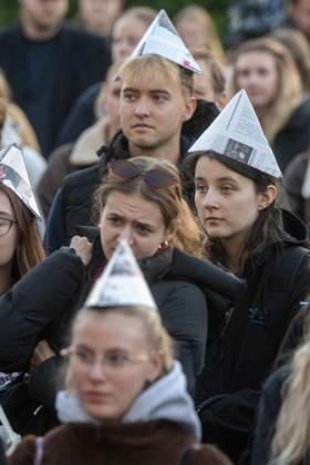 Student gathering in support of public service media, October 27, 2026, Pardubice. The event was organized by students of the University of Pardubice. (CTKxPhoto JosefxVostarek) CTKPhotoP2026102706068  CTKPhotoP2026102706068