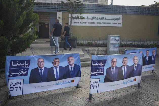 General election in Israel NAZARETH, ISRAEL - OCTOBER 27: A poster featuring candidates from the United Arab List is hung in front of a polling station as part of the general election in Nazareth, Israel on October 27, 2026. Adri Salido Anadolu Nazareth Israel. Editorial use only. Please get in touch for any other usage.  Copyright: x2026xAnadoluxAdrixSalidox