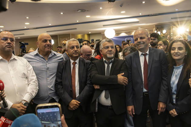Joint List supporters celebrate initial exit poll results in Israel NASSERAH, ISRAEL - OCTOBER 27: Supporters of Joint List party celebrate after the exit polls announcement following the closing of poll stations for the Israeli general election, at the Joint List headquarters in Nasserah, Israel on October 27, 2026. Mostafa Alkharouf Anadolu Nazareth Israel. Editorial use only. Please get in touch for any other usage.  Copyright: x2026xAnadoluxMostafaxAlkharoufx