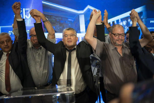 Joint List supporters celebrate initial exit poll results in Israel NASSERAH, ISRAEL - OCTOBER 27: Supporters of Joint List party celebrate after the exit polls announcement following the closing of poll stations for the Israeli general election, at the Joint List headquarters in Nasserah, Israel on October 27, 2026. Mostafa Alkharouf Anadolu Nazareth Israel. Editorial use only. Please get in touch for any other usage.  Copyright: x2026xAnadoluxMostafaxAlkharoufx