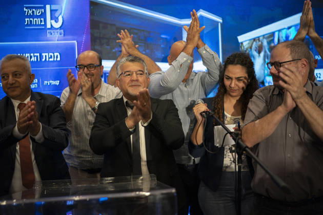 Joint List supporters celebrate initial exit poll results in Israel NASSERAH, ISRAEL - OCTOBER 27: Yousef Jabareen, leader of the Joint List party, delivers a speech as supporters celebrate after the exit polls announcement following the closing of poll stations for the Israeli general election, at the Joint List headquarters in Nasserah, Israel on October 27, 2026. Mostafa Alkharouf Anadolu Nazareth Israel. Editorial use only. Please get in touch for any other usage.  Copyright: x2026xAnadoluxMostafaxAlkharoufx