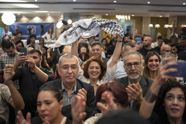 Joint List supporters celebrate initial exit poll results in Israel NASSERAH, ISRAEL - OCTOBER 27: Supporters of Joint List party celebrate after the exit polls announcement following the closing of poll stations for the Israeli general election, at the Joint List headquarters in Nasserah, Israel on October 27, 2026. Mostafa Alkharouf Anadolu Nazareth Israel. Editorial use only. Please get in touch for any other usage.  Copyright: x2026xAnadoluxMostafaxAlkharoufx
