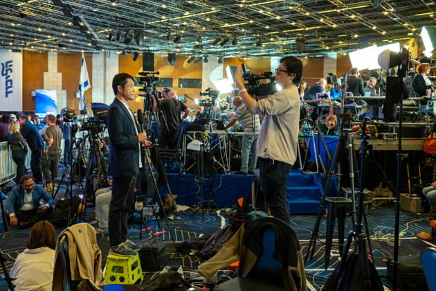 Israel, Jerusalem, October 27–28, 2026: Scenes from the election party of the Likud Party led by incumbent Prime Minister Benjamin Netanyahu. There was a long wait for Bibi to appear; he didn’t take the stage until around 3:15 a.m.
