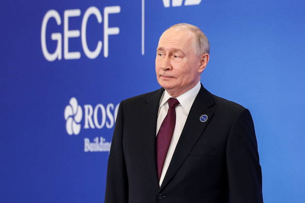 RUSSIA, MOSCOW - OCTOBER 27, 2026: President of Russia Vladimir Putin is seen during an official welcoming ceremony for heads of delegations of the 8th Summit of the Gas Exporting Countries Forum (GECF) at Moscow s World Trade Centre. Sergei Bulkin TASS  100069460