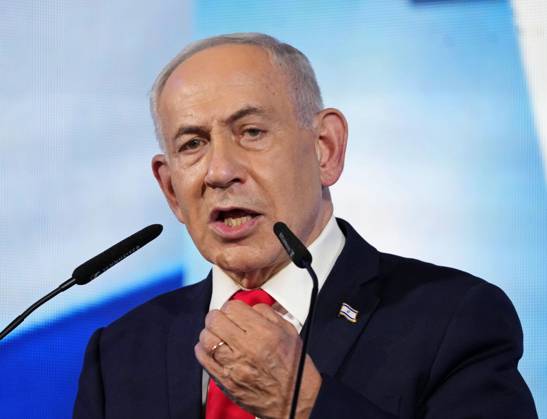 General election in Israel Israeli Prime Minister and Likud party leader Benjamin Netanyahu makes a speech following the release of exit poll results for Israel s general election in Jerusalem on Oct. 28, 2026.  A14AA0005631971P