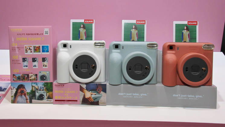 Fujifilm new instant camera instax square 2 displayed during during a promotional event of Fujifilm s new instant cameras in Tokyo on October 27, 2026.  aflo_359752116