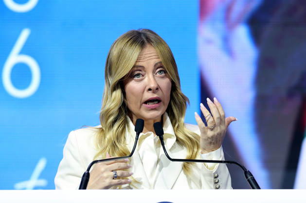 IPA90275009 - Rome, Italy October 28, 2026 Prime Minister Giorgia Meloni attends the conference marking the 80th anniversary of Confartigianato Imprese at the Auditorium Conciliazione in Rome  Copyright: xmarcoxiacobuccix xmarcoxiacobuccix IPA90275009