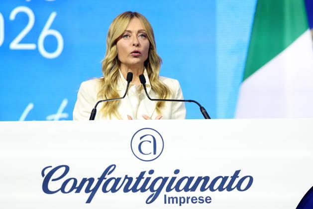 IPA90275013 - Rome, Italy October 28, 2026 Prime Minister Giorgia Meloni attends the conference marking the 80th anniversary of Confartigianato Imprese at the Auditorium Conciliazione in Rome  Copyright: xmarcoxiacobuccix xmarcoxiacobuccix IPA90275013