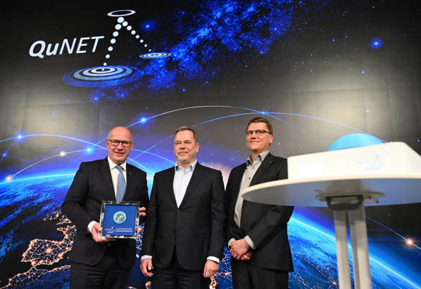 Quantum Communication Network Activated in Berlin BERLIN, GERMANY – OCTOBER 28: Berlin’s Governing Mayor Kai Wegner, FSO Team Leader Nino Walentar, and Head of the Institute Thomas Wiegand, participate in the activation of a cross-state quantum communication network connecting Bavaria, Thuringia and Berlin at the Fraunhofer Heinrich Hertz Institute (HHI) in Berlin, Germany, on October 28, 2026. The live demonstration marks the culmination of the seven-year QuNET research initiative, which develops highly secure communication systems based on quantum technologies. Volodymyr Sindieiev Anadolu Berlin Germany. Editorial use only. Please get in touch for any other usage.  Copyright: x2026xAnadoluxVolodymyrxSindieievx