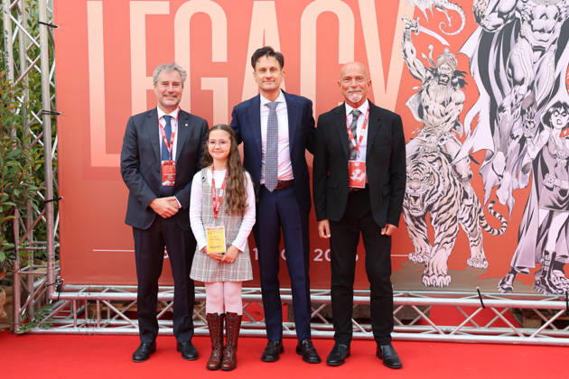 IPA90281702 - Lucca (Lu) The 60th edition of Lucca Comics and Games is underway. Pictured: Lucca Mayor Mario Pardini, Emanuele Vietina, and Claudio Castellini  Copyright: xx xx IPA90281702