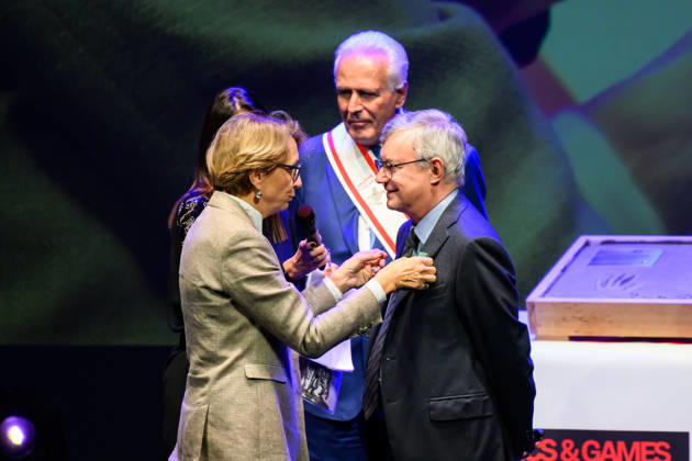 October 28, 2026, Lucca, Lucca, Italy: French Ambassador to Italy Anne Marie Descotes was present to present an important award to Professor Alessandro Barbero during the inauguration of the 60th edition of Lucca Comics & Games, Lucca, 28 10 2026 Lucca Italy  - ZUMAa289 20261028_zia_a289_145 Copyright: xStefanoxDallexLuchex xAgfx