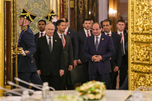 RUSSIA, MOSCOW - OCTOBER 28, 2026: Russia s President Vladimir Putin and Egypt s President Abdel Fattah el-Sisi (L-R front) are seen during a meeting in the Kremlin, on the sidelines of the 2026 Russia – Africa Summit and Economic and Humanitarian Forum. Yevgeny Messman TASS  100123690