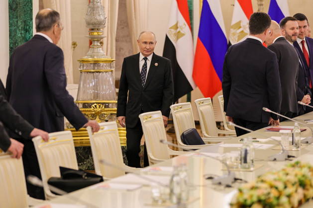 RUSSIA, MOSCOW - OCTOBER 28, 2026: Russia s President Vladimir Putin is seen during a meeting with Egypt s President el-Sisi (not pictured) in the Kremlin, on the sidelines of the 2026 Russia – Africa Summit and Economic and Humanitarian Forum. Yevgeny Messman TASS  100123698