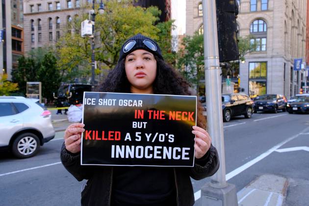 NEW YORK, NY- OCTOBER 28: 13 activists were arrested on the Brooklyn Bridge to demand I.C.E stop shooting New Yorkers on October 28, 2026 in New York City. Copyright: xKatiexGodowski MediaPunchx
