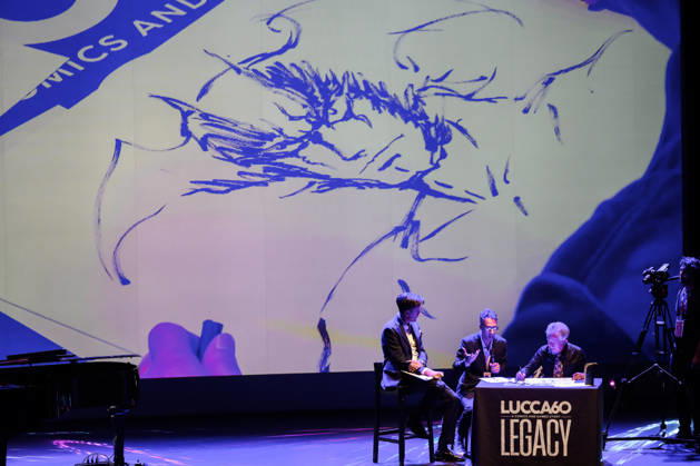 October 28, 2026, Lucca, Lucca, Italy: Master comic artist Go Nagai in a live drawing session during the inauguration of the 60th edition of Lucca Comics & Games, Lucca, 28 10 2026 Lucca Italy  - ZUMAa289 20261028_zia_a289_199 Copyright: xStefanoxDallexLuchex xAgfx